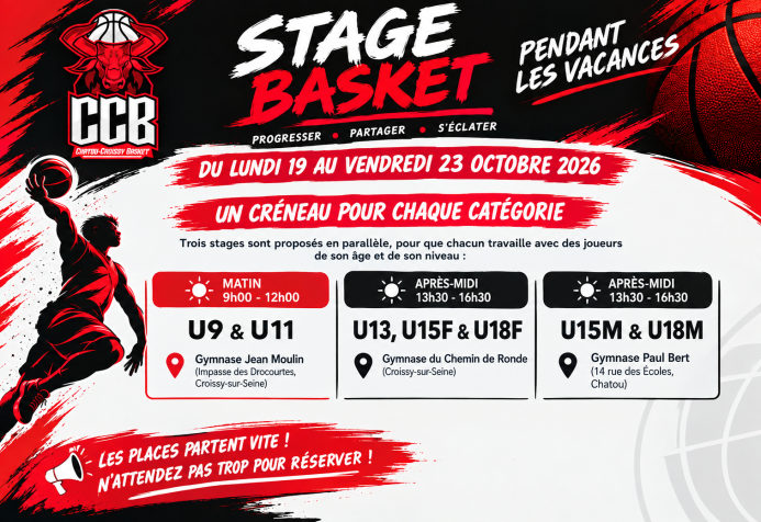 Stages de basket Toussaint 2026